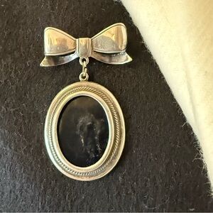 Vintage Sterling Silver Bow Locket Brooch,925